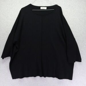 Impressions Sweater Womens Large Pullover Casual Knit Black 3/4 Sleeve